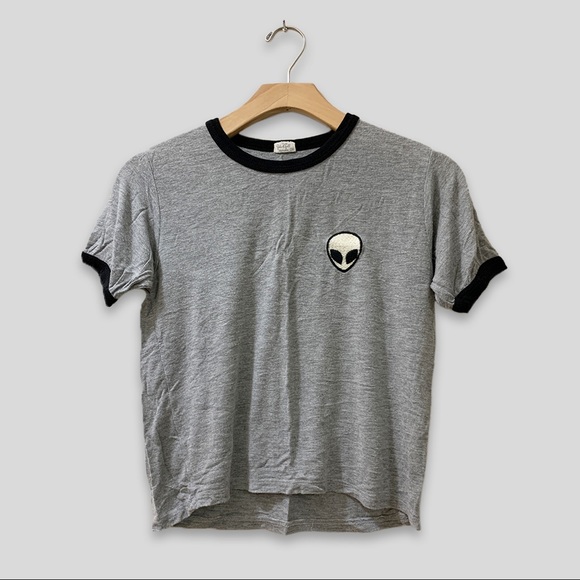 Brandy Melville Alien Ringer T-Shirt - Black/Grey - Picture 2 of 4